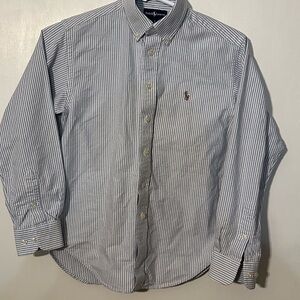 Polo Ralph Lauren Sport Kids boy Button Down Shirt Long Sleeve blue white stripe